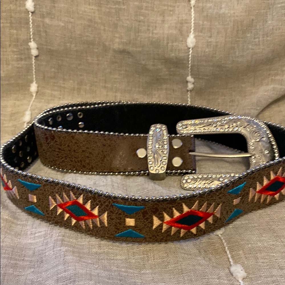 Blazin Roxx Brown Belt with Colorful Aztec Design Western, Boho, country girl